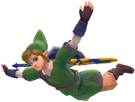 Link gleitet zum Vulkangipfel.